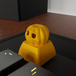 1.png Fichier STL Porte-clés citrouille d'Halloween・Modèle à imprimer en 3D à télécharger