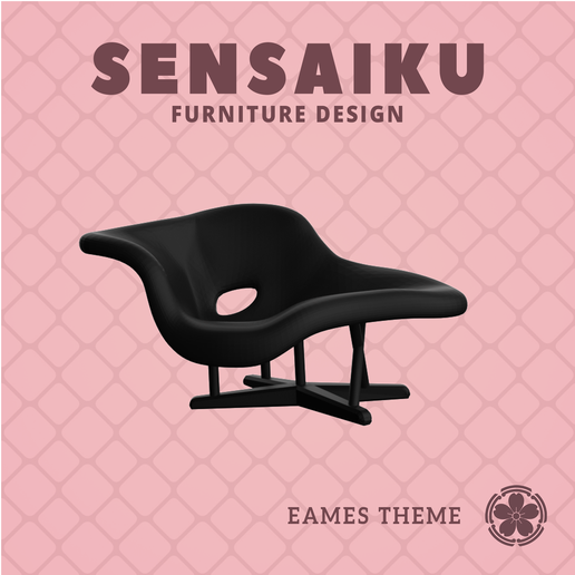 Miniature Replica 1:12 Eames La Chaise Chair for Miniature Dollhouse - Vitra - 3D Print Instant Download - Miniature Furniture Designer Series