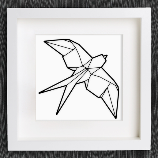 Customizable Origami Swallow - 3D model önizlemesi