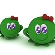 4.jpg Cute Green Character with Bow 3D Model