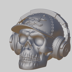 Render1.png Download STL file Skull Wearing Headphone and Cap • 3D printable design, FuturArt-3D