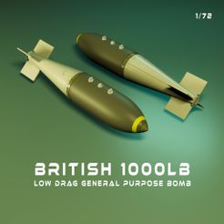 Preview1.jpg Fichier STL Bombe britannique de 1000 livres à faible traînée・Modèle à imprimer en 3D à télécharger