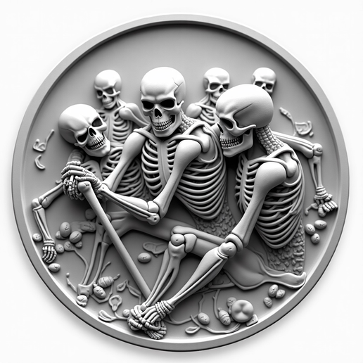 Friends.png everyone has a story to tell - skeletal art coin token wall art