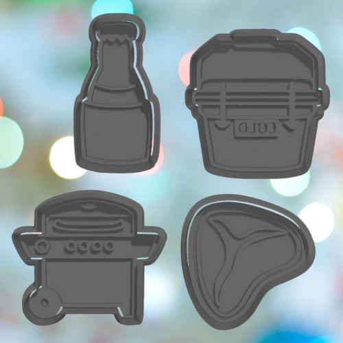 Fathers Day Grill Cookie Cutter Set 3D model