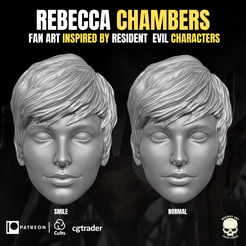 1.png STL file Rebecca Chambers Fan Art Head 3D printable File For Action Figures・3D printable model to download