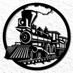 project_20230220_1733071-01.png Fichier STL art mural train machine à vapeur décoration murale train・Objet pour impression 3D à télécharger