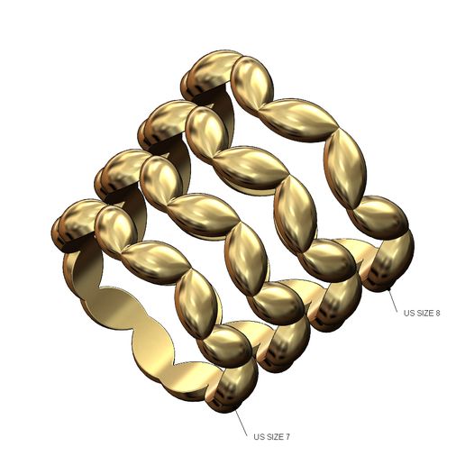 Stacker grain bead pattern band US sizes 5to8 3D print model 3D model