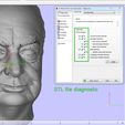 View Pages Box le xe & Fix Wizard (Part: churchill_head) > Diagnostics | sco |S a Podiagnostcs | CuTETEPaR: [church head New Misualzation 3] Combined Fix Advice (Normals No more errors are detected, Ttseems that the partis ok» GB stitching (Noise Shells a CBHotes Diagnostics WY triangles Full Analisis Part Pages ax {B overeps Pia caemenerey Partlist) Partinfo [Part Fi. | Stream... Streami../ Scenes (Gisnetis bad edges detected PertNeme [church head >) [Rename] exe a bad contours detected az Ey rofies arb ees etaced Min Maken planar holes detected x| 534 15938 31872 ym shells detected y| 15,999 [25,641 [41,580 aq possible noise shells detected z| 24782 25,237 50,00 rm overlapping triangles detected intersecting tiangles detected Mesh info Tangles 1537236 = Points Marked (0 #trvisble [0 Properties Voune [5341059 surface ($456,097 status |NotChanged 2 compensated [No STL file diagnostic Verdana won SEE width 10 Height 10 Measurement Pages ox Distance [Radius | Angle | Info. |Final Part | Report FocPages ox T \ T \ T Autofix [Basic | Hole | Triangle | Shell | Overlap | Point Churchill head
