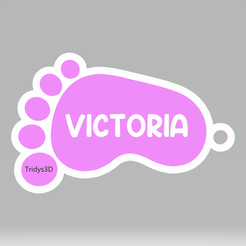 llavero-victoria-patita.png STL file keychain victora baby shower - keychain victoria・3D printer design to download, tridys3d