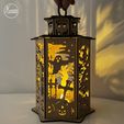 halloween-lantern-laser-cut-files-lasercutano-7.jpg Halloween Lantern SVG | Haunted House Witch Candle Holder | Laser Cut Tea Light Box