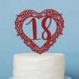 Zápich srdce 18.jpg Cake Topper- 18 birthday