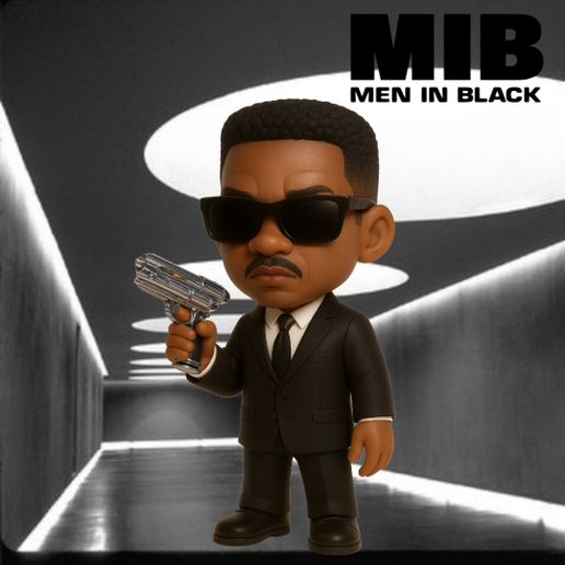 🔫 Agent J with Gun - Men in Black Chibi Figure - STL File・ STL