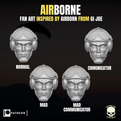 UN SU 3 wh wn le ee PATREON | Fichier STL Tête de fan d'Airborne pour les figurines・Design pour impression 3D à télécharger, DonmanArtCollectibles