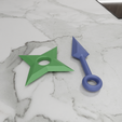 HighQuality.png 3D Ninja Star and Knife with Stl Files and Gift for Him & Throwing Knife, 3D Printing, Throwing Star, One of a Kind, 3D Printed, Star Design
