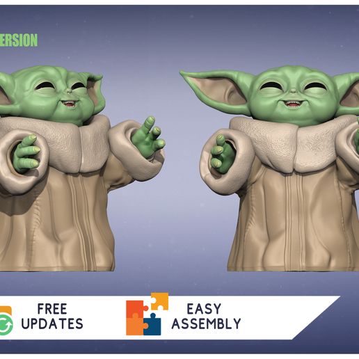 POSE05_HAPPY.jpg STL-Datei Baby Yoda "GROGU" The Child - The Mandalorian - 3D Print - 3D FanArt・3D-Druck-Idee zum Herunterladen, HIKO3D