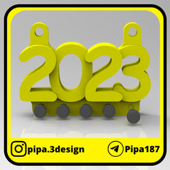 2023-1.png STL-Datei Schlüsselringhalter 2023 kostenlos・3D-druckbares Design zum herunterladen