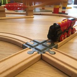 IMG_6533.jpg Archivo STL gratis Cruce de vías de tren de madera : 4 vías (Brio, Ikea ...)・Modelo para descargar y imprimir en 3D