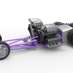 1.jpg Fichier 3D Diecast Dragster old school à moteur avant avec 2 V8 Echelle 1:25・Design pour imprimante 3D à télécharger