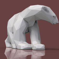 polar bear 3d.jpg Télécharger fichier STL Ours polaire lowpoly • Objet à imprimer en 3D, 3dpark