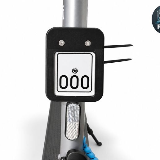 Italian E-Scooter Front License Plate Holder 65 × 55 mm – Adjustable STL