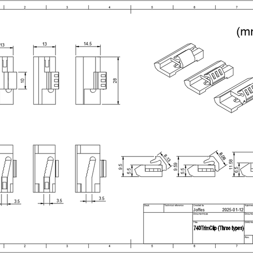 Volvo 740 Windscreen Trim Clip (Pre Supported) 3D model