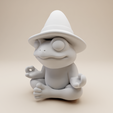 39.png Zen-Frosch mit Zaubererhut - Stilisierte Meditationshaltung