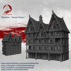 Patreon-Terrace-shops-1-Release.jpg Archivo 3D Tiendas de la terraza del mercado de Vladistov 1・Plan de impresora 3D para descargar