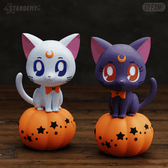 luna_halloween2.png Halloween Luna Artemis chibi Sailor Moon Cat Pumpkin