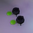 xx14.jpg Witch’s Cauldron with Removable Bubbling Potion – Smooth & Aged Versions – Halloween Miniature STL