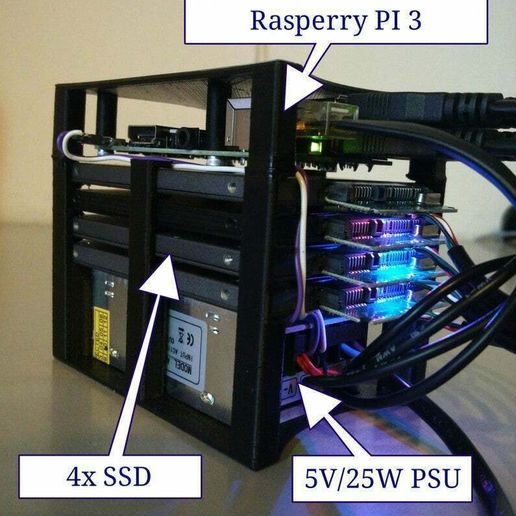 Rasperry Pi NAS for 4 SSD - 3D model önizlemesi