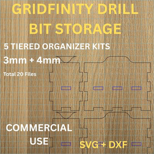 Gridfinity Laser Cut Drill Bit Organizer SVG DXF Bundle