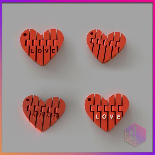 MOTHER'S DAY ARTICULATED HEART KEYCHAIN SET