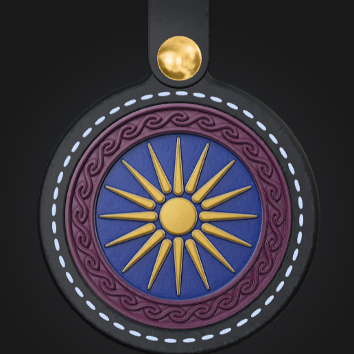 Star of Vergina — Ancient Macedonian Sun | 3D Print STL File (Paintable Keychain)