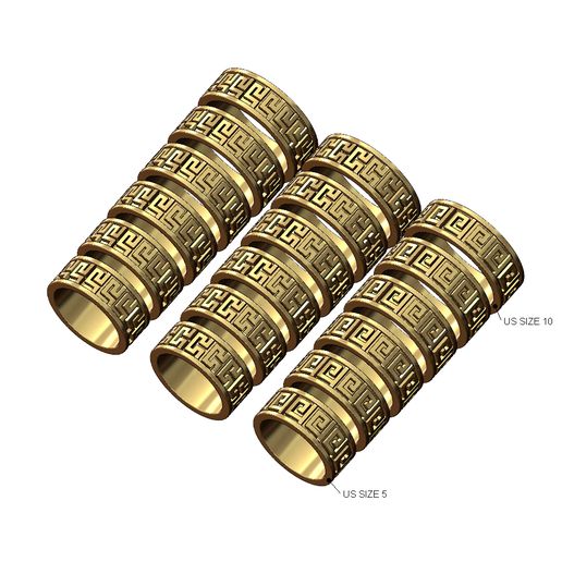 3 Style Meandre greek key pattern bands 3D print model 3D model