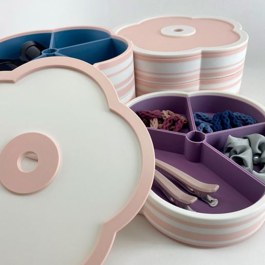 Printable-Objects-Ume-Containers-Group-01.jpg Contenedores Apilables Flor de Cerezo Con Tapa y Separadores