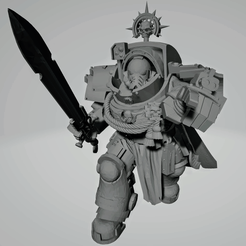Dark Crusader Commander in Heavy Armour 1~3.png Fichier STL gratuit Le maréchal croisé noir en armure lourde・Plan à télécharger et à imprimer en 3D, GrimmTheMaker