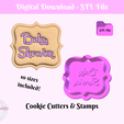 1.png Baby Shower Plaque Cookie Cutter & Stamp Set