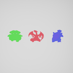Stage_2-Starters.png STL-Datei Pokemon Meeples Starter Stufe 2・3D-druckbare Vorlage zum herunterladen