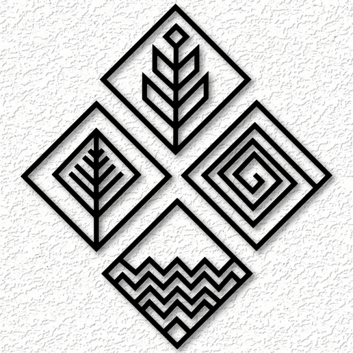 🎨 four elements wall art element wall decor 2d art minimalist pack・ STL  File for ・Cults