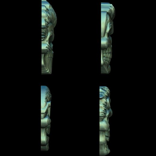 Comic-Skull-Head-Relief-3.jpg A Collection of 4 Comic Skull Head Relief No4 STL file for 3d printing or CNC