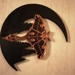 IMG_20221205_172253.jpg STL file Luna Moth Wall Hanging, wicca, pagan, moon・3D printer model to download