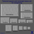 Rocks-21_square_bases_set.png Square and Rectangle Bases Set – Rocks 21 Texture (20–150mm) | Perfect for Tabletop Wargames & RPG's