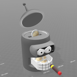 7.png Free STL file piggy bank "Bender"・3D print model to download