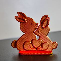 IMG_0405.jpg Charming 3D Printed Rabbit Figurine with Heart Symbo