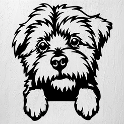 Imagen1-PERRO-MALTESE.png STL file MALTESE BREED DOG WALL ART 2D DECORATION・3D printing template to download