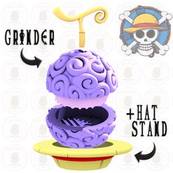 Principal.jpg Grinder - Gomu Gomu No Mi - Luffy - One Piece - Devil Fruit + Hat Stand