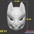 Kitsune_Fox_Mask_3D_print_file_012.jpg Japanese Fox Mask Demon Kitsune Cosplay Mask, Helmet 3D Print Model