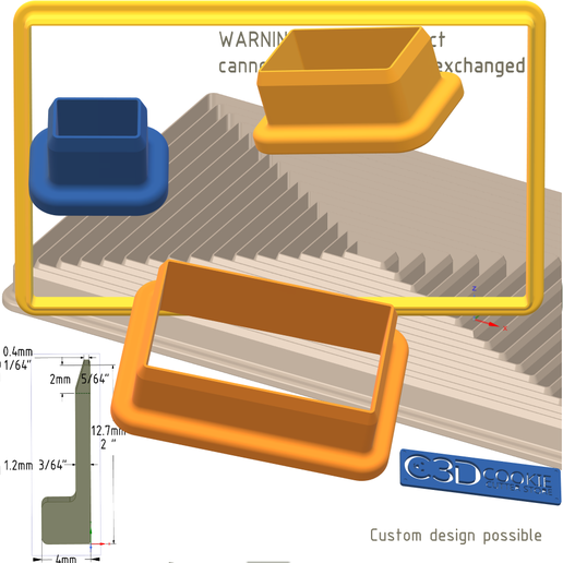 — Custom design possible 矩形 Сookie Сutter 从迷你到大型。比例 4 到 7。