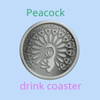 peacock-coaster-final.png Free STL file Peacock drink coaster・3D print object to download