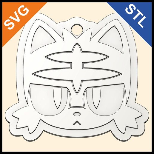 Litten Keychain – Shuffle-Style Pokémon – STL & SVG